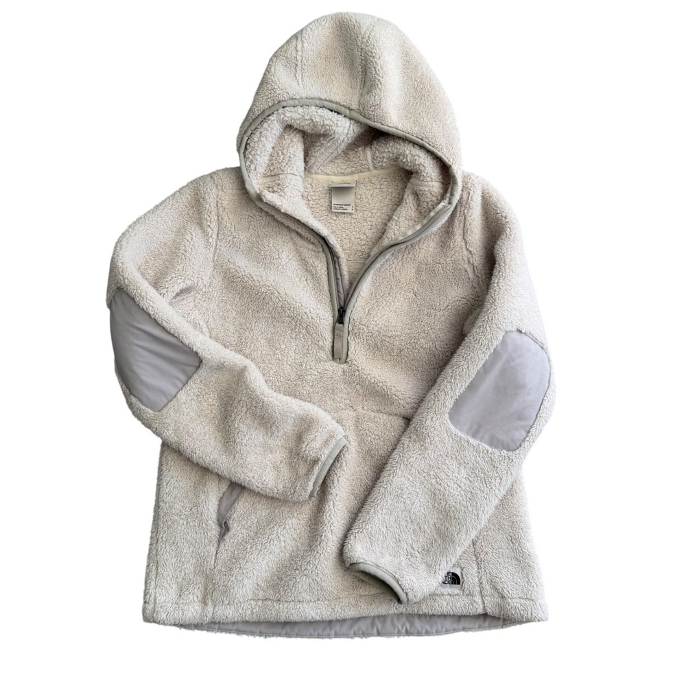 The North Face Womens Campshire Sherpa Fleece Quarter Zip Hoodie White‎ Small P